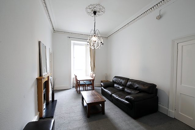 Living room at Large Two-Bed Tenement Flat Near Easter Road, Easter Road / east central Edinburgh.
