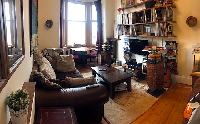 Living room at The Treehouse Room Including Basic Breakfast, Easter Road / east central Edinburgh.