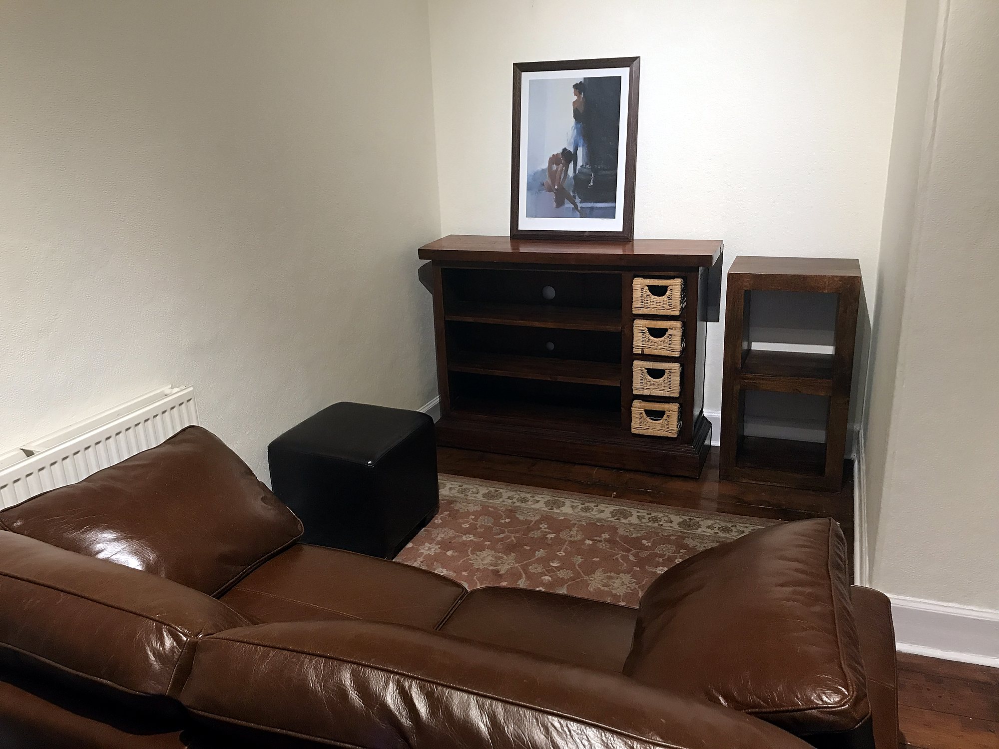 Living room at Warm Light Two-Bed Flat Near Easter Road, Easter Road / east central Edinburgh.